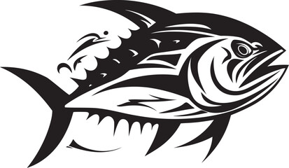 Fototapeta premium Underwater Utopia Graceful Tuna Emblem Blue Bliss Minimalist Tuna Icon Concept