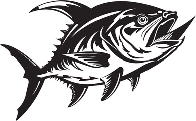 Aqua Abode Abstract Tuna Emblem Design Oceanic Orchid Tuna Lineart Logo