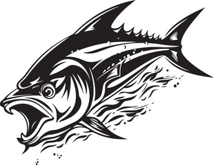 Coastal Collection Minimalist Tuna Logo Deep Blue Dream Abstract Tuna Icon Concept