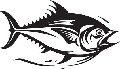 Blue Brilliance Dynamic Tuna Vector Design Nautical Nouveau Tuna Lineart Logo