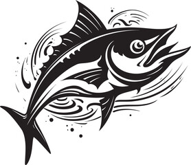 Aqua Symphony Dynamic Tuna Emblem Deep Blue Serenity Clean Tuna Icon