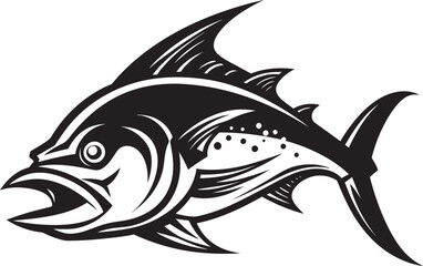 Coral Crest Tuna Lineart Logo Concept Oceanic Opus Minimalist Tuna Vector Icon