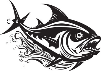Oceanic Opus Elegant Tuna Lineart Icon Maritime Muse Vector Tuna Emblem Design