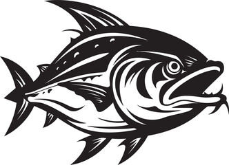 Wave Rider Sleek Tuna Fish Lineart Coastal Cascade Clean Tuna Vector Design