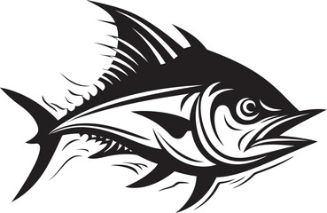 Tidal Treasures Minimal Tuna Icon Concept Wave Rider Sleek Tuna Fish Lineart