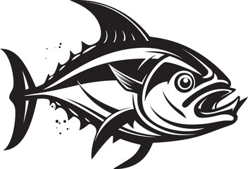 Marine Melody Tuna Fish Lineart Emblem Undersea Serenity Dynamic Tuna Logo Design