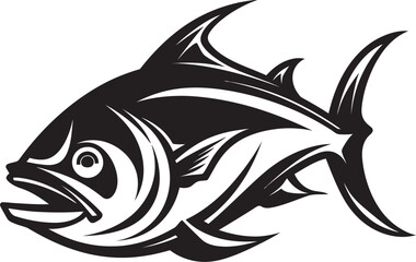 Cerulean Crest Tuna Lineart Vector Coastal Euphony Vector Tuna Emblem