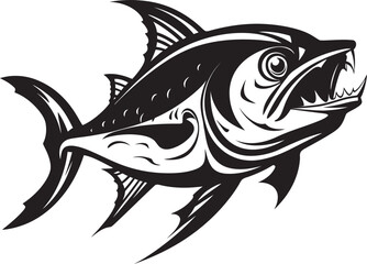 Nautical Nocturne Sleek Tuna Emblem Wave Whisperer Tuna Lineart Logo
