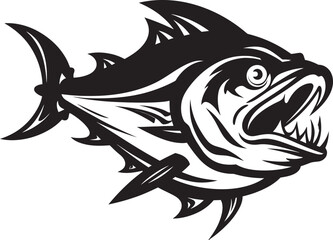 Obraz premium Aqua Allegro Minimal Tuna Icon Coral Cadence Tuna Fish Lineart Emblem