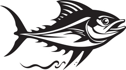Deep Sea Symphony Tuna Lineart Vector Saltwater Serenade Tuna Emblem Design