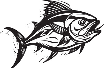 Cerulean Serenade Tuna Lineart Icon Wave Rider Vector Tuna Emblem