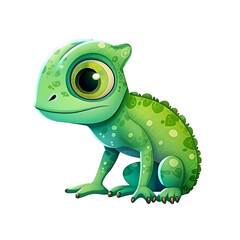 cartoon chameleon looking isolated on white
