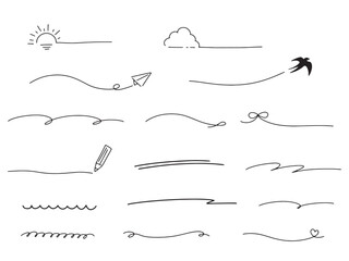 シンプルな手書きの飾り線セット