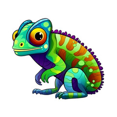 cartoon chameleon looking isolated on white
