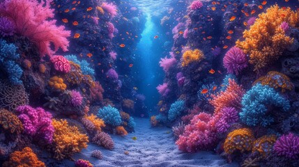 Fototapeta na wymiar an underwater view of a coral reef with lots of colorful corals and corals growing out of the water.
