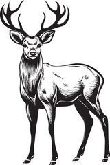 Vintage Reindeer Wonderment Retro Christmas Vector Logo Concept Retro Reindeer Elegance Vintage Christmas Vector Logo Illustration