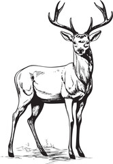 Classic Reindeer Nostalgia Christmas Vector Logo Emblem Vintage Reindeer Wonderment Retro Christmas Vector Logo Concept