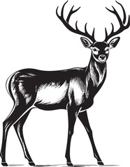 Rustic Reindeer Joy Vintage Christmas Vector Logo Illustration Classic Reindeer Nostalgia Christmas Vector Logo Design