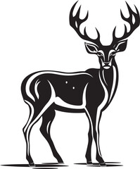 Vintage Reindeer Wonderment Retro Christmas Vector Logo Emblem Vintage Christmas Graceful Reindeer Vector Logo Design Icon