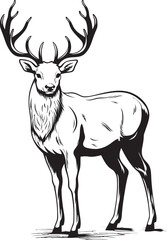 Rustic Holiday Cheer Vintage Reindeer Vector Symbol Old fashioned Christmas Reindeer Vintage Vector Logo Icon