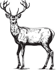 Vintage Reindeer Traditions Classic Christmas Logo in Vector Festive Reindeer Nostalgia Vintage Christmas Reindeer Vector Illustration