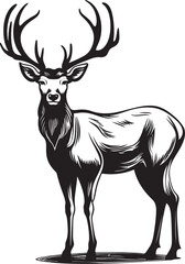 Antique Reindeer Joy Vintage Christmas Reindeer Vector Design Icon Timeless Christmas Reindeer Vintage Reindeer Vector Logo Symbol