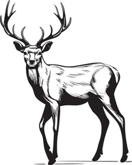 Rustic Reindeer Joy Vintage Christmas Reindeer Vector Logo Emblem Classic Reindeer Nostalgia Vintage Christmas Reindeer Vector Illustration