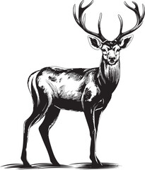 Retro Reindeer Elegance Vintage Christmas Reindeer Vector Design Icon Old fashioned Reindeer Festivity Christmas Reindeer Vector Emblem