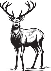 Rustic Reindeer Joy Vintage Christmas Reindeer Vector Emblem Classic Reindeer Nostalgia Vintage Christmas Reindeer Vector Illustration