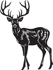 Old fashioned Reindeer Radiance Vintage Christmas Vector Logo Symbol Nostalgic Reindeer Cheer Vintage Christmas Vector Logo Icon