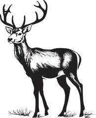 Vintage Reindeer Festive Spirit Christmas Vector Logo Emblem Antique Reindeer Magic Vintage Christmas Vector Logo Illustration