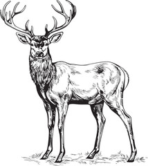 Nostalgic Reindeer Cheer Vintage Christmas Vector Logo Icon Vintage Reindeer Festive Spirit Christmas Vector Logo Emblem