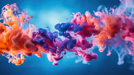 Abstract Swirls of Colorful Ink Underwater - obrazy, fototapety, plakaty