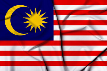 Beautifully waving and striped Malaysia flag, flag background texture with vibrant colors and fabric background