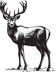 Rustic Reindeer Joy Vintage Christmas Vector Logo Icon Classic Reindeer Nostalgia Vintage Christmas Vector Logo Emblem