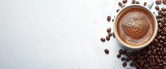 Coffee Beans and Cup on White Background