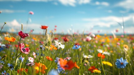 summer and spring flower grass field, wildflower field