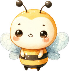 a watercolor cute baby bee clipart.