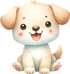 a watercolor cute baby dog clipart.
