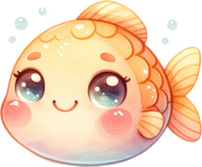 a watercolor cute baby fish clipart.