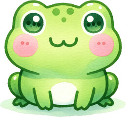 a watercolor cute baby frog clipart.