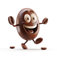 Obraz premium 3d illustration of happy coffee bean character isolated on transparent background