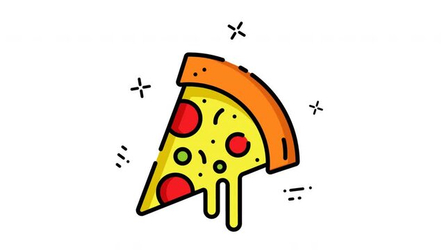 Animation and motion icon of pizza slice with transparent background or alpha channel