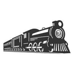 Vintage Old Locomotive Steam Train Machine Illustration Design