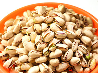 A close-up of  pistachios