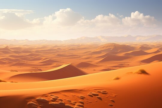 A vast expanse of the desert with rolling sand dunes, AI generated