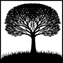 Naklejka premium Tree . Black and white botanical illustration. Logo design for use in graphics. Generated by Ai