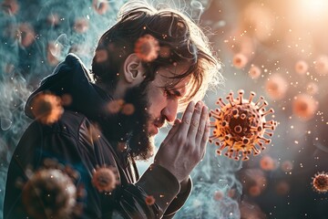 Struggling with Respiratory Symptoms During a Viral Outbreak:A Man's Prayerful Moment of Hope Amid the Pandemic's Uncertainty