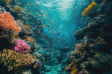 Fototapeta premium A vibrant underwater scene capturing the Great Barrier Reef in Australia , AI generated