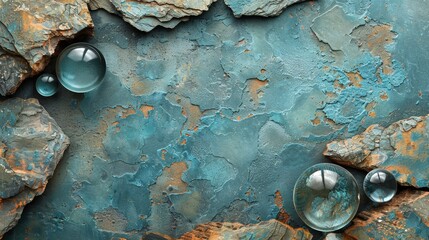   Close-up of metal with blue-pattered surface and three metal spoons